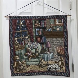Wall Hanging Teddy Bear Tapestry "The Bears' Den" Made In U.S.A.